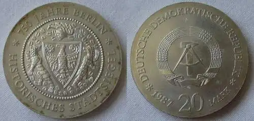DDR Gedenk Münze 20 Mark 750 Jahre Berlin Historisches Stadtsiegel 1987 (152906)