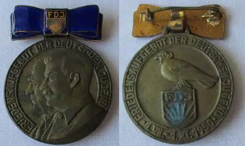 DDR Medaille Friedensaufgebot der Deutschen Jugend FDJ 1950 (153309)