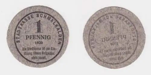 1 Pfennig Banknote Notgeld Stadtkasse Schmalkalden 1920 (150070)