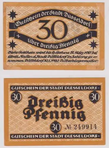 30 Pfennig Banknote Notgeld Stadt Düsseldorf 10.1.1920 (152536)