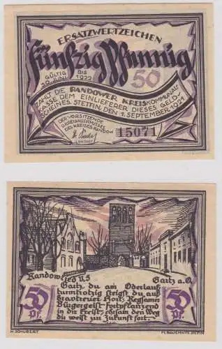 50 Pfennig Banknote Stettin Randower Kreiskommunalkasse 1921 (153704)