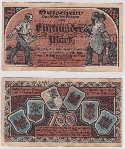 100 Mark Banknote Kreis Torgau 13.Oktober 1922 (153512)