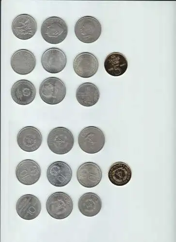 10 x DDR Gedenk Münzen 5, 10 und 20 Mark Meißen, Schiller, Thälmann (145021)