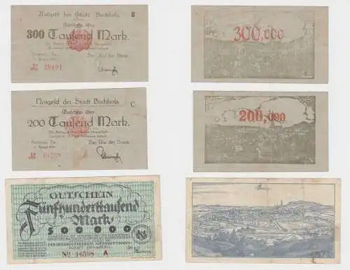200,300 & 500 Tausend Mark Banknoten Annaberg und Buchholz 1923 (144505)