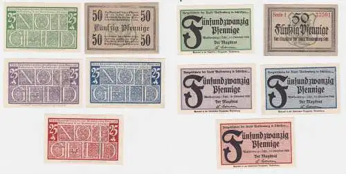 5 Banknoten Notgeld Stadt Waldenburg Wałbrzych 1920 (120405)