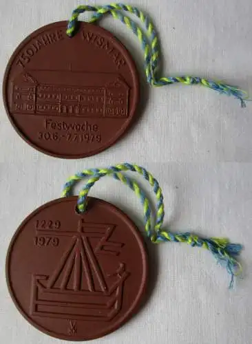 DDR Porzellan Medaille 750 Jahre Wismar Festwoche 30.6.-7.7.1979 (144980)