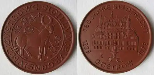 DDR Medaille 750 Jahre Stadtrecht Güstrow 1228-1978 Stadtsiegel Güstrow (144964)