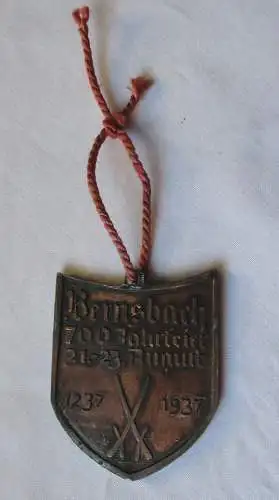 Bronzierte Plakette Bernsbach 700 Jahrfeier 21.-23. August 1237-1937 (125855)