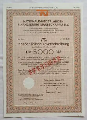 5.000 DM Aktie Nationale Finanzgesellschaft Niederlande Rotterdam 1979 (143885)