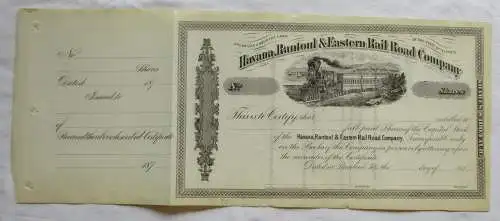 100 Dollar Aktie Havana, Rantoul & Eastern Rail Road Company 1873 (122729)