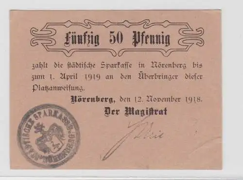 50 Pfennig Banknote Notgeld Stadt Nörenberg Ińsko in Pommern 1918 (135067)