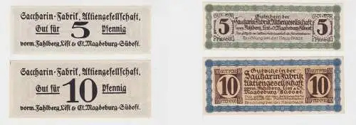 5 & 10 Pf Banknote Notgeld Sacharin Fabrik Magdeburg vorm.Fahlberg List (134804)