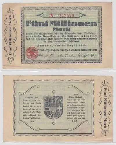 5 Millionen Mark Banknote Mecklenburg Schwerinsches Staatsministerium (135058)