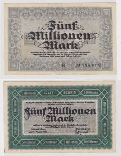 5 Millionen Banknote Inflation Stadt Crimmitschau 18.8.1923 (135353)