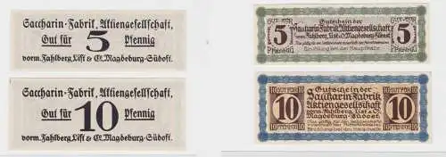 5 & 10 Pf Banknote Notgeld Sacharin Fabrik Magdeburg vorm.Fahlberg List (135580)