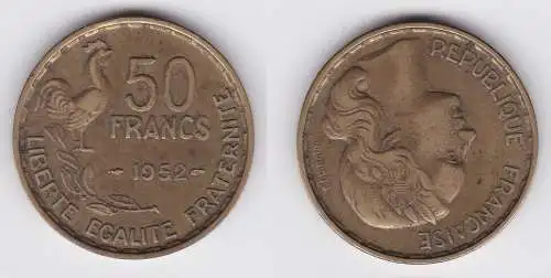 50 Franc Messing Münze Frankreich 1952 Hahn (117100)