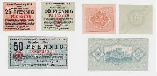 3 Banknoten Notgeld Stadt Westerburg 1920 (120689)