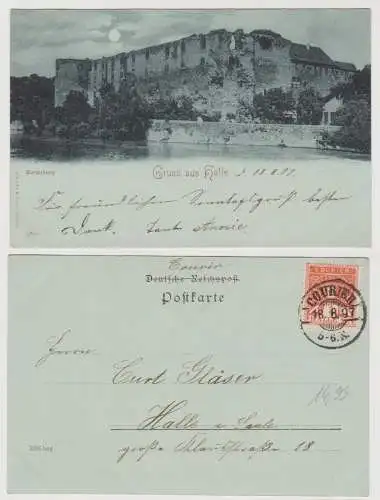 96786 Mondschein AK Gruss aus Halle a.S. - Moritzburg 1897
