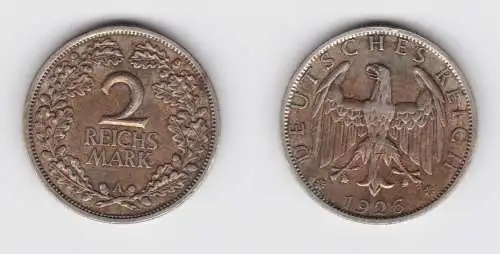 2 Mark Silber Münze Deutsches Reich 1926 A ss  (135170)