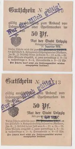 2 verschiedene 50 Pfennig Milch Gutscheine Stadt Leipzig (120777)