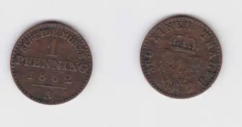1 Pfennig Kupfer Münze Preussen 1862 A ss (132936)
