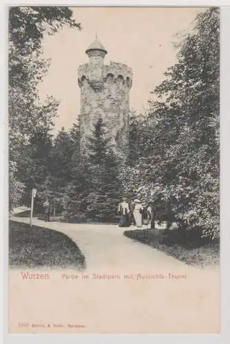 61539 AK Wurzen - Partie im Stadtpark mit Aussichts-Thurm um 1900