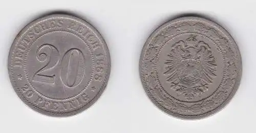 20 Pfennig Nickel Münze Kaiserreich 1888 E, Jäger 9 ss (130363)