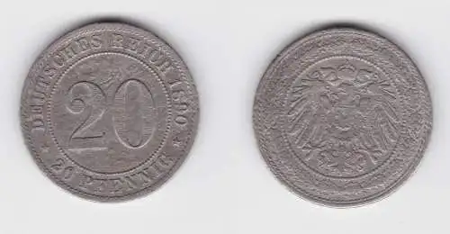 20 Pfennig Nickel Münze Deutsches Reich 1890 D Jäger 14 ss+ (137617)