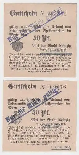 2 verschiedene 50 Pfennig Milch Gutscheine Stadt Leipzig (120559)