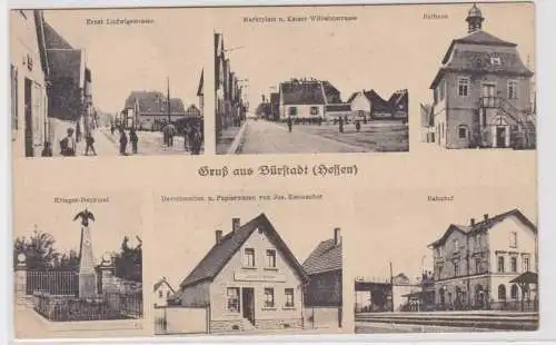 97388 Mehrbild Ak Gruß aus Bürstadt in Hessen Bahnhof usw. um 1920