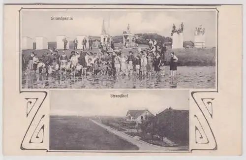 99213 Mehrbild Ak Tossens Strandpartie und Strandhof 1907
