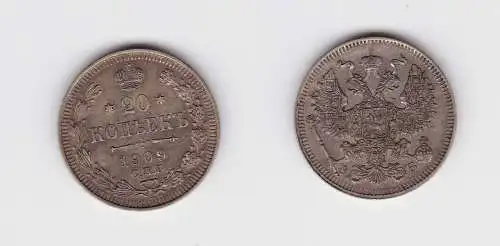 20 Kopeken Silber Münze Russland 1909 vz (124528)