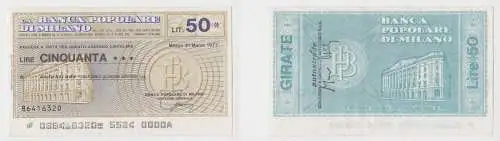 50 Lire Banknote Italien Italia Banca Popolare di Milano 14.1.1977 (152392)