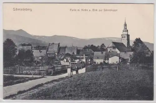 94568 AK Schmiedeberg - Partie mit Kirche und Blick zur Schneekoppe