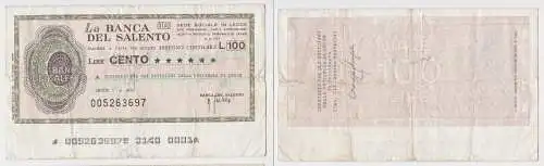 100 Lire Banknote Italien Italia la Banca del Salento 1.4.1977 (156035)