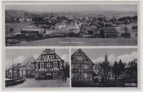 99732 AK Rimbach, Odenwald - Orts- und Straßenansichten mit Fachwerkhäusern 1943
