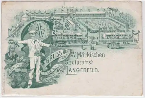 99578 AK Gruss vom XV. Märkischen Gauturnfest Langerfeld 1902 - Festplatz