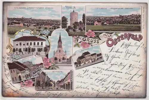 99575 AK Gruss aus Osterfeld - Rathaus, Marktplatz, Bahnhof, Rothegasse 1903