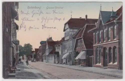 99104 AK Rotenburg - Grosse Strasse, Straßenansicht mit Geschäften 1910