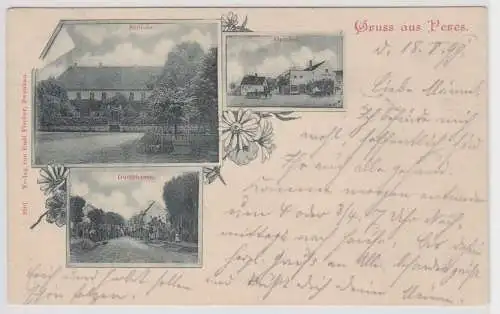 57602 Mehrbild Ak Gruß aus Peres Schloß, Gasthof, Dorfstrasse 1899