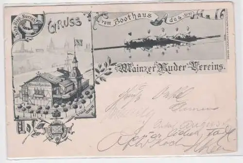 30859 Ak Gruß vom Bootshaus des Mainzer Rudervereins 1897