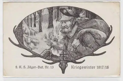 60254 Ak 2. Königlich Sächsische Jäger-Bataillon Nr. 13 Kriegswinter 1917/18
