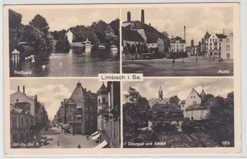 37671 Mehrbild Ak Limbach in Sachsen Rittergut und Kirche usw. 1944