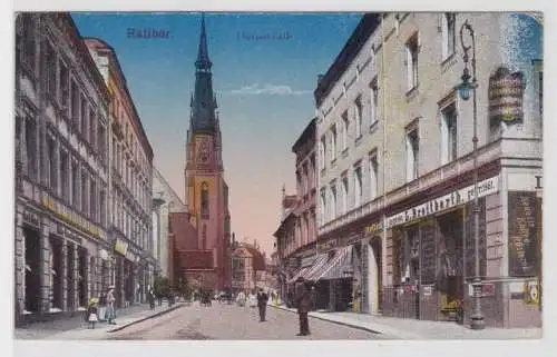 20222 AK Ratibor (Racibórz) - Domstraße, Straßenansicht mit Geschäften