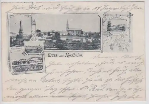 90406 Mehrbild Ak Gruß aus Kostheim Kriegerdenkmal usw. 1897