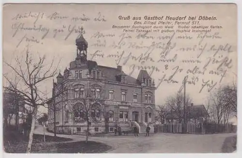 87841 Feldpost Ak Gruß aus Gasthof Neudorf bei Döbeln 1916