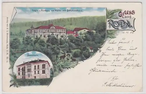 88938 AK Gruss aus Roda - Logir- und Kurhaus am Walde mit Schützenhaus 1902