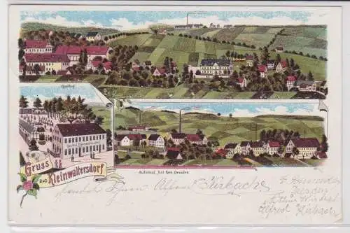 04441 Ak Lithographie Gruß aus Kleinwaltersdorf Gasthof usw. 1903