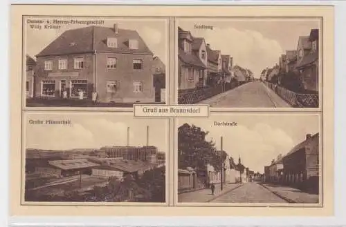 53942 Mehrbild Ak Gruß aus Braunsdorf Grube Pfännerhalle, Frisör usw.um 1930
