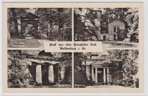 98744 AK Gruß aus dem Grünfelder Park Waldenburg - Parkschlößchen, Badehaus 1954
